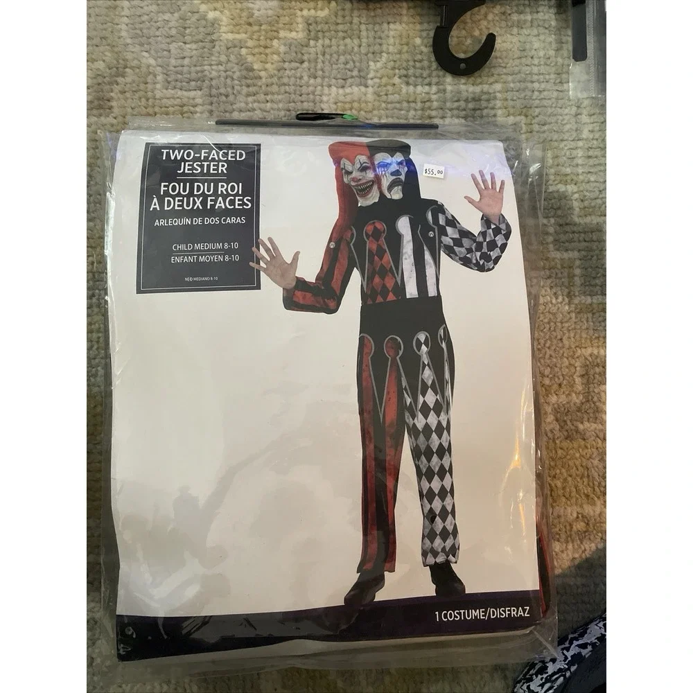 Two-Faced Jester Evil Clown Circus‎ Carnival (M) 8-10 Halloween Child Costume - Picture 11 of 13